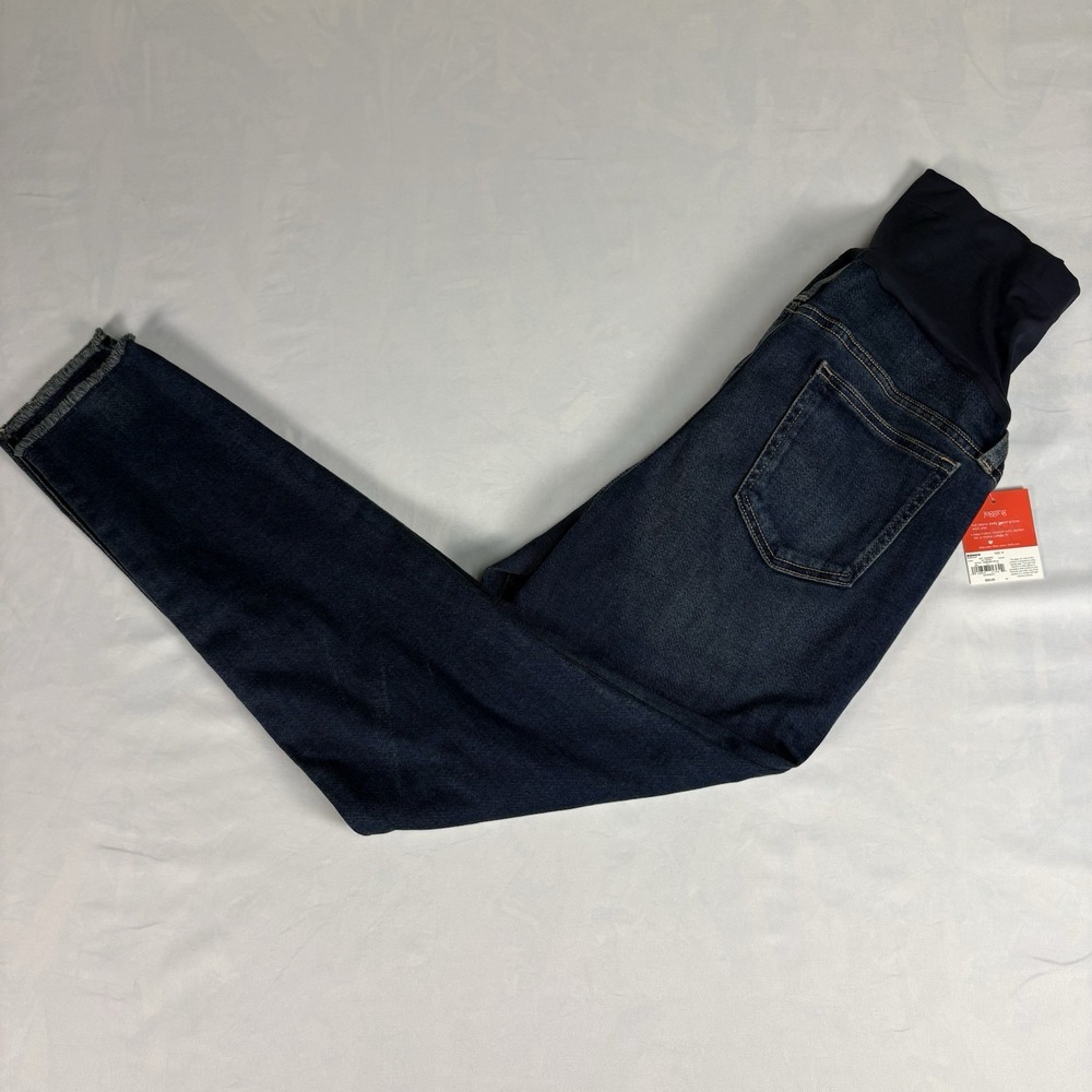 Maternity Jeggings Size 18 Full Belly Panel Dark Wash Distressed Skinny NWT